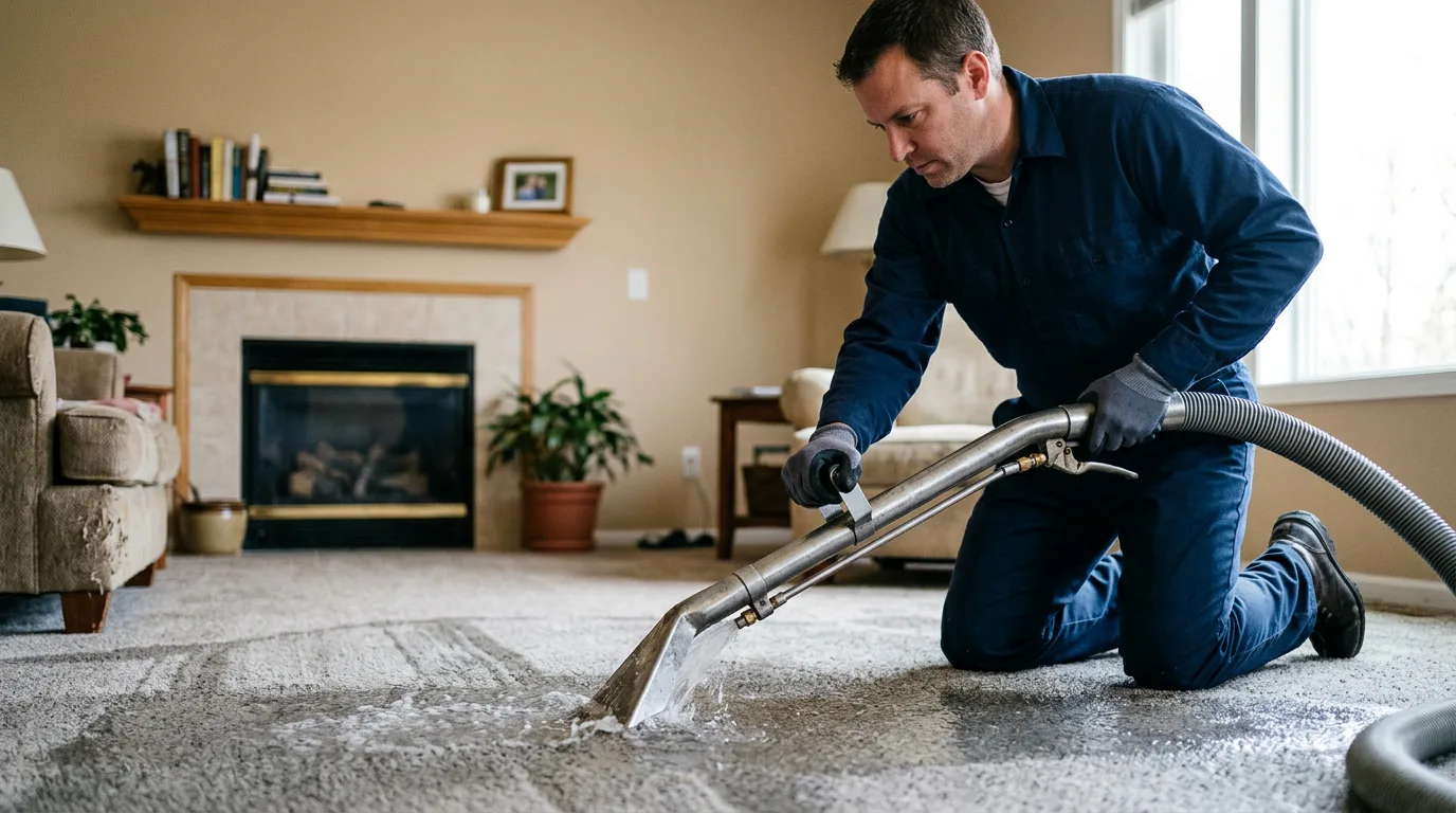 Water damage restoration technician working near Braddock, PA